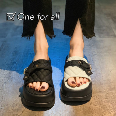 [พร้อมส่ง] One for all พร้อมส่งจากไทย TX422 รองเท้าผู้หญิง 💥Hot sale！รองเท้าแตะแฟชั่น พื้นหนา ส้นสูง7cm สไตล์ใหม่สุทธิขนมปัง นิ่ม กันลื่น