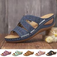 ○ 2022 Summer Women Wedge Sandals Premium Orthopedic Open Toe Sandals Vintage Anti-slip Leather Casual Female Platform Retro Shoes