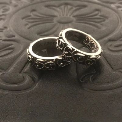 Chrome Cool Hearts แหวนสำหรับวินเทจผู้หญิงและผู้ชาย Punk Hip-Hop แหวนเถาวัลย์นิรันดร์