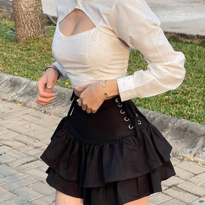 ‘；’ Japanese Harajuku Girls Sweet Lace Plaid High Waist Pleated Skirt Gothic Cute Lolita Cake Mini Goth Dark  Skirt