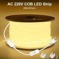 Cod ไฟแถบ LED COB ความสว่างสูง20เมตร50เมตร,ไฟ LED 220จุดปลั๊ก EU RA90 V CRI สำหรับสวนกลางแจ้งไฟ LED สำหรับไฟห้องครัวห้องนอน