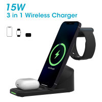 15W 3-in-1 Wireless Charger for Apple 13 12 Vertical Holder Foldable Portable Wireless QI Fast Charging Station