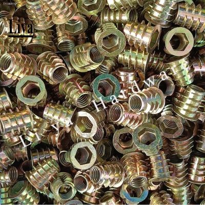 ✘ 10-50Pcs M4 M5 M6 M8 Zinc Alloy Thread For Wood Insert Nut Flanged Hex Drive Head Furniture Nuts selection length 8mm to 25mm