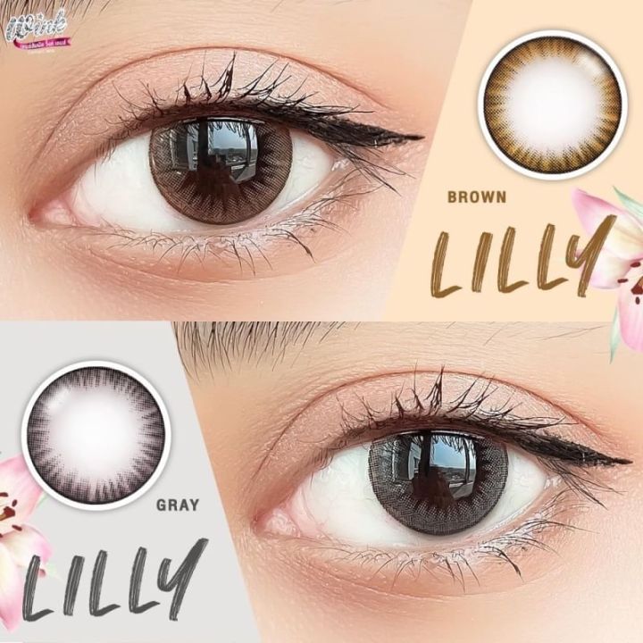 ขายดีที่1-มีค่าสายตา-wink-lilly-gray-brown-บิ๊กอาย-สุดปัง-คอนแทคเลนส์-รายเดือน-มีอย-แถมตลับฟรี-เลนส์นิ่ม-สวยปังมาก