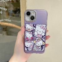 เคสมือถือลายการ์ตูนน่ารัก Hello Kitty พร้อมเลนส์เคสโทรศัพท์มือถือเพชรสำหรับ iPhone 14ProMax 14Pro 14 14 14Plus กันกระแทกฝาครอบโทรศัพท์แบบนิ่มสำหรับ iPhone 13ProMax 13Pro 13ครอบคลุมโทรศัพท์เคสสำหรับ Apple 12 11เคสห่อหุ้ม