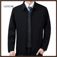 UAYESOK-MenS Good Quality Business Jacket Fashion Casual Jackets GentlemanS Coat With Lapels For Middle-Aged And Elderly Dads MenS Lapel Business Loose Casual Jacket