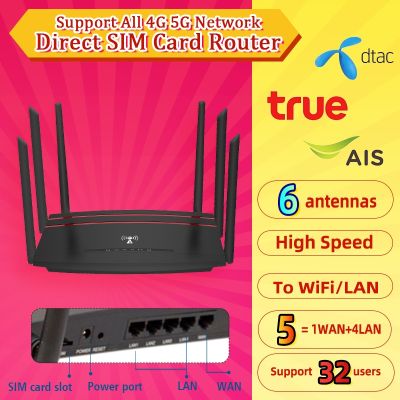 4G/5G Router6เสา เราเตอร์6เสาใส่ซิม 300Mbps รองรับ,4G 5G  รองการใช้งานสูงสุด 32 อุปกรณ