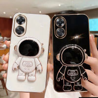 เคสโทรศัพท์สำหรับ A58 OPPO A78 NFC OPPO เคส A58 A78 4G 5G 2023นักบินอวกาศมองไม่เห็นชั้นวางของยืนชุบโทรศัพท์หรูหรา TPU ซิลิโคนกันกระแทก