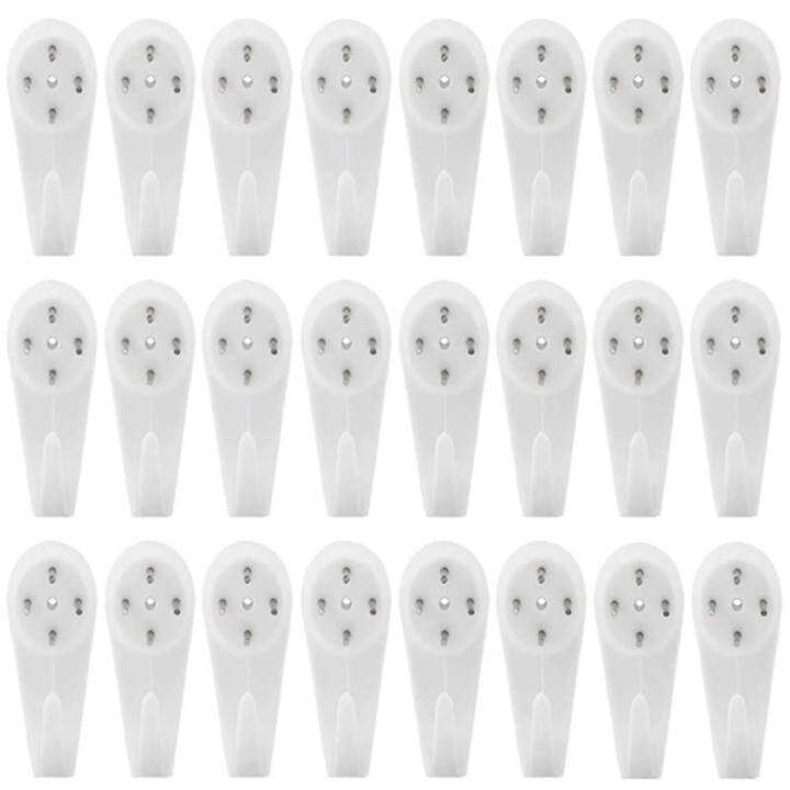 5pcs White Plastic Invisible Wall Mount Nail Hook Hanger Seamless Nail