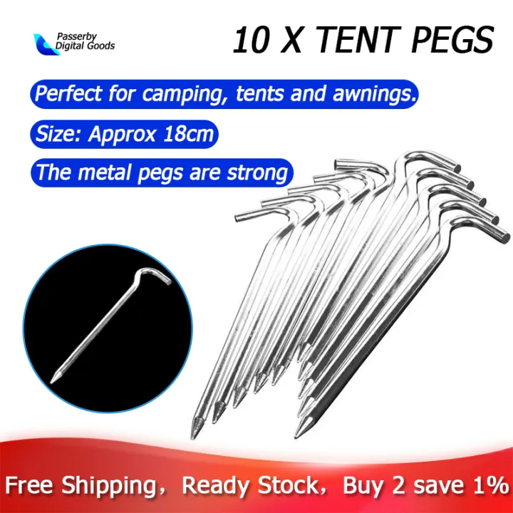 18cm long metal tent pegs heavy duty ground camping / gazebo / tent