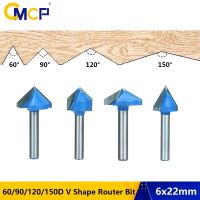 CMCP 60/90/120/150 องศา V Groove Router Bit 1pc 6mm Shank สําหรับไม้คาร์ไบด์ตัดแต่งเราเตอร์บิตงานไม้เครื่องตัดมิลลิ่ง 3D