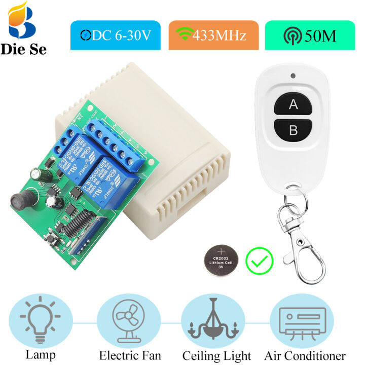 Diese RF 433MHz Universal Wireless Remote Control Switch DC 6V 12V 124V ...
