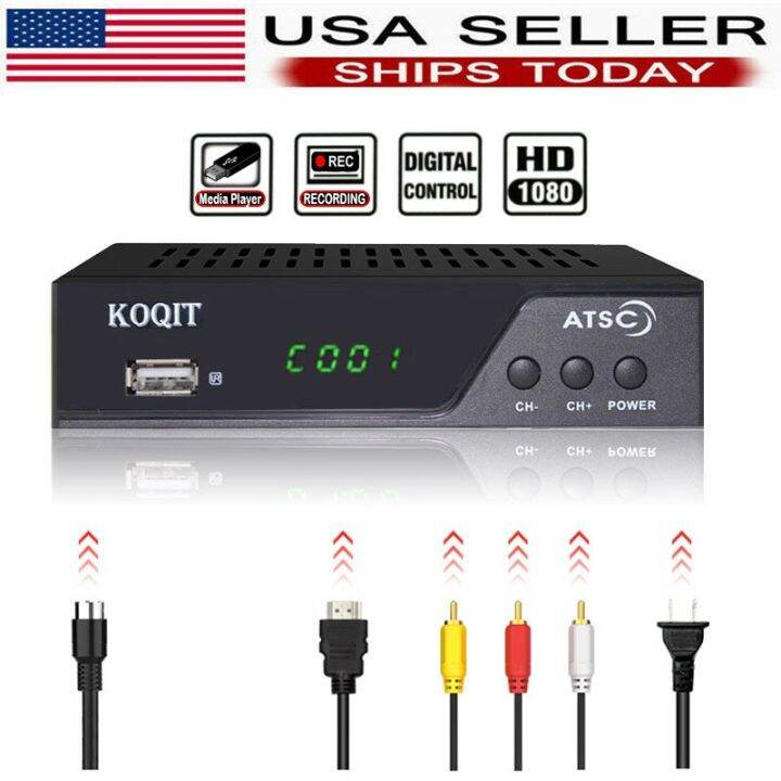 2 ATSC Digital Tv Converter Box Analog To Digital With Antenna HD TV