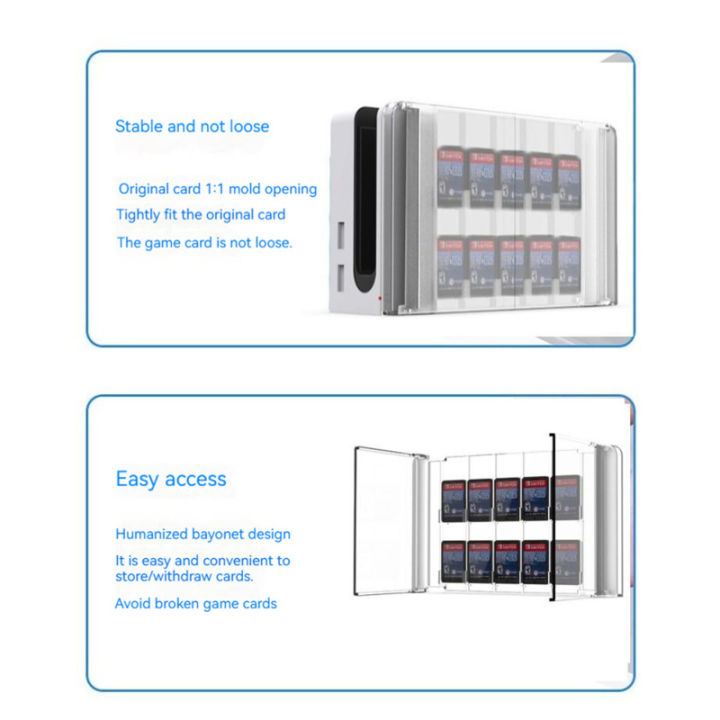 การ์ดเกม10-in-1กล่องเก็บของเปลือกแข็งปกป้องช่องเสียบบัตร10การ์ดเกมเข้ากันได้กับคอนโซลแบบ-oled