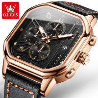 OLEVS 9950 Waterproof Sport Men Wristwatch Genuine Leather Band Quartz Watch For Men Luminous Chronograph Calendar