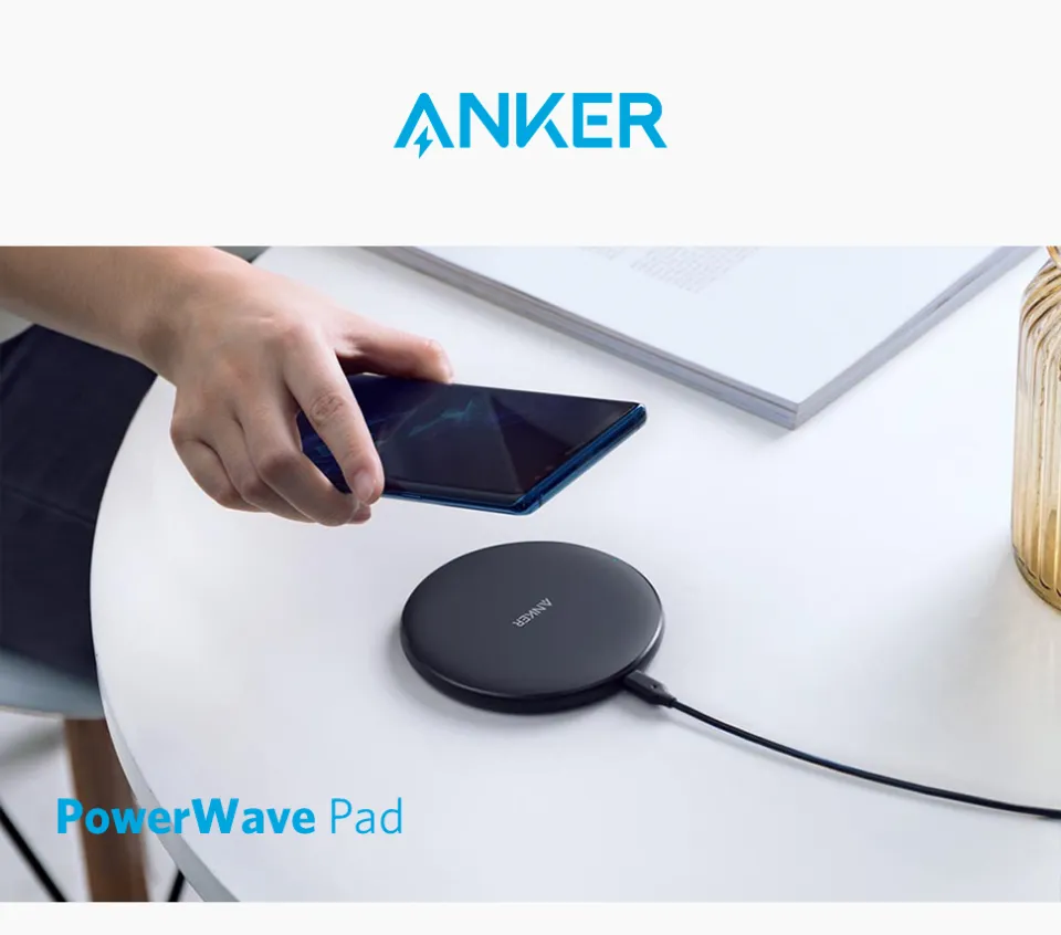 313 Anker Wireless Charger (Pad), Qi-Certified 10W Max for iPhone 14/14  Pro/14 Pro Max/13/13 Pro Max, AirPods (No AC Adapter, Not Compatible with