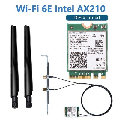 5374Mbps Intel AX210 Wi-Fi 6E M.2 Desktop Kit 2.4G/5G/6G Bluetooth 5.3 802.11ax/ac AX210NGW Wireless Card Adapter Antenna