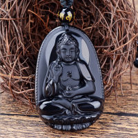 ZZOOI obsidian buddha pendant Jade Pendant male Women necklace buddha Bead curtain transhipped scrub buddha head pendant black Jade