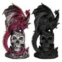 Dragon Skull Decor Gothic Dragon Perching on Skeleton Bone 7inch Cool Skull Ornament Mystical Dragon Atop a Skull Figurine Goth Accessories Halloween charming