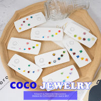 COCOJEWELRY สไตล์ใหม่ของเกาหลีใต้925เข็มสีเงินดอกเดซี่ขนาดเล็กรักต่างหู INS ปุ่มสี่เหลี่ยมเรขาคณิตหลายคู่ของแฟชั่นอารมณ์ที่เรียบง่ายต่างหูเครื่องประดับ