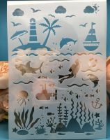 A4 Sea Ocean World DIY Layering Stencils Wall Painting Scrapbook Coloring Embossing Album Decorative Card Template Rulers  Stencils