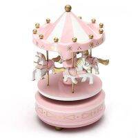 Wooden Merry-Go-Round Carousel Music Box For Kid Toy Wind-Up Horse Fairground Musical Box Xmas Wedding Birthday New Year Gift