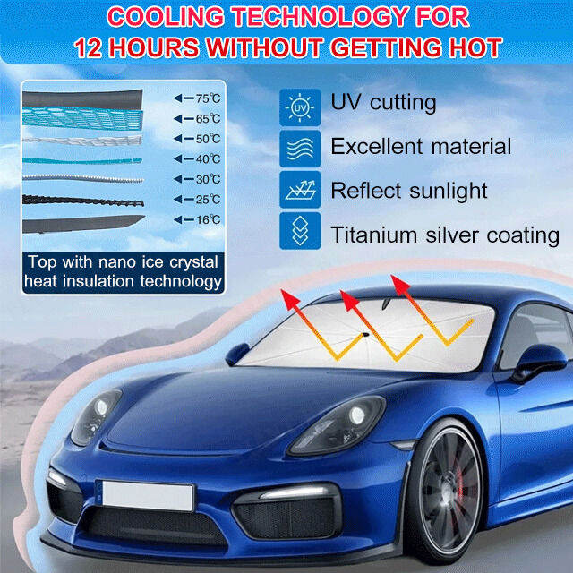 viviqueen Retractable Car Windshield Sun Shade Umbrella car parasol ...