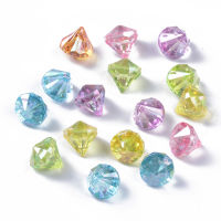 50pc Transparent Acrylic Charms AB Color Plated Faceted Diamond Shape Mixed Color 12x11mm Hole: 1.6mm