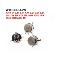 2PCS WTH118 2W 1A Potentiometer 1K 2.2K 4.7K 10K 22K 47K 100K 470K 1M WTH118 2W Round Shaft Carbon Rotary Taper Potentiometer