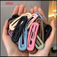 ANQII 12pcs/lot รูปวงรี ปิ่นปักผมโลหะผสม แบบด้าน เป็นรูกลวง คลิปหนีบผม ง่ายๆ สีทึบทึบ กิ๊ฟบ๊อบบี้ สำหรับผู้หญิง