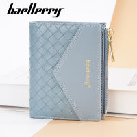 Baellerry New Womens Short Wallet Woven Pattern Contrast Color Zipper Coin Purse Fashion Card Holder Womens Wallet