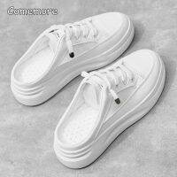 xfcbfComemore White Tennis Fashion Comfortable Womens Sports Shoes Platform Autumn Trends 2023 Flat Summer Woman Sneakers Slippers