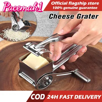 1 Set Red Rotary Cheese Grater With Handle, 3 Stainless Steel Drums For  Cheese, Fruit, And Nuts, Handheld Vegetable Slicer 3 In 1 Multipurpose  Grater