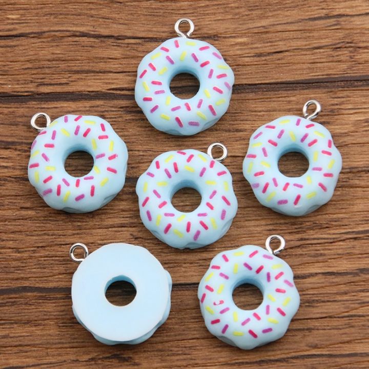 cc-๑-10pcs-19x23mm-5-color-cartoon-resin-donuts-children-gifts-dangles-jewelry-accessories