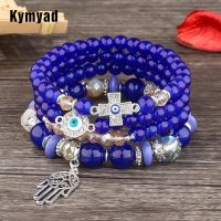 Kymyad Ethnic Bracelets Jewelry For Women Crystal Glasses Beads Bracelets Woman Fashion 2022 Turkish Eye Tassel Charm Bracelet Replacement Parts