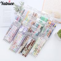 Yatniee 6pcs Kawaii Gel Pen Set Cartoon Press Ballpoint Pen for Students Cute Gelpen 0.5mm Black Refill Office School Stationery