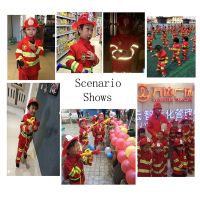 2022 Halloween Cosplay Kids Firefighter Uniform Children Sam Fireman Role Work Clothing Suit Boy Girl Performance Party Costumes