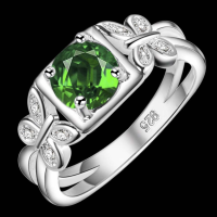 Beautiful green zircon wedding Ring 925 silver Stamp ring fashion jewelry Woman Ring