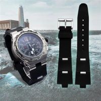 For Bvlgari Rubber Watch Strap Convex Interface Fold Black Waterproof Silicone Sports Men Women 22Mm 24Mm Watchbands