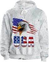 Unisex Sweatshirt Hoodie-Pullover Sleeve Novelty-Christmas: USA Flag Style Color Stitching Sportswear Casual Digital Hip Hop