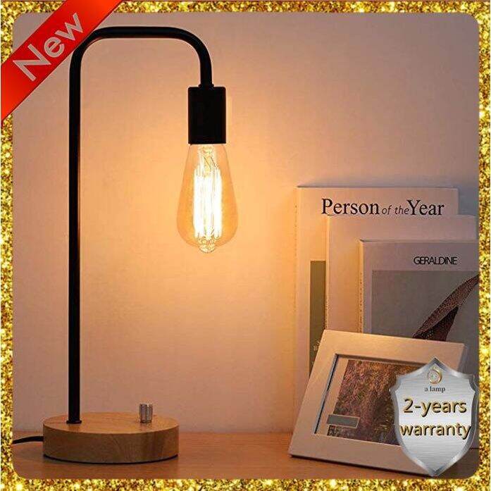 Wood lamp dimmable study table lamp bedside lamp Edison table lamp