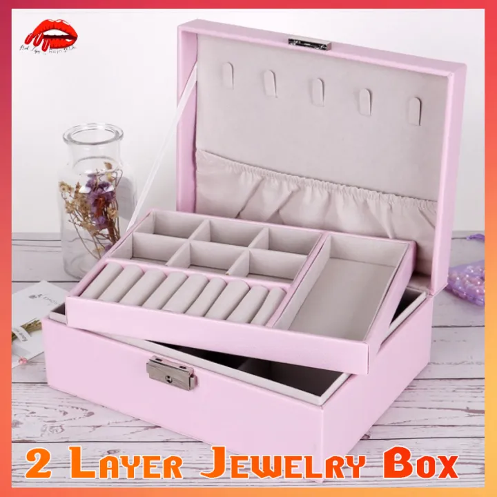 2 Layer / 3 Layer Jewelry Box Removable Leather Organizer Case Watch  Necklace Earrings Display Storage Collection | Lazada PH