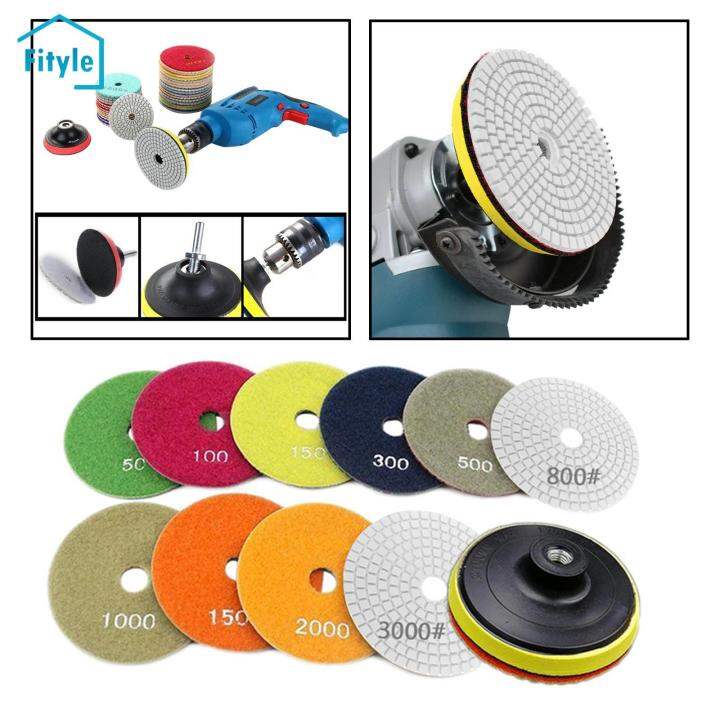 Fityle 10 Pieces Granite Stone Polish Pad Kit with Backer Pad for