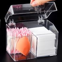 Multifunctional Acrylic Clamshell Waterproof Storage Box/ Cotton Swab Medicine Cotton Pads Dustproof Mini Storage Container/ Transparent Cosmetic Classification Organizer Case with Lid