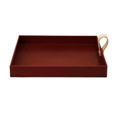 Creative Square PU Leather Serving Tray Decorative Dish Cosmetics Sundries Desktop Storage Plate with Handle