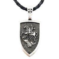 Nostalgia Goth St. George Slay Dragon Protect Us Saint Shield Cross Medal Amulet Talisman Pendant Necklace 【hot】lkr131