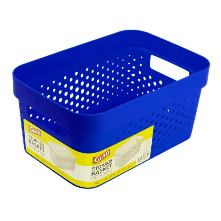 Glad Storage Basket Container (BLUE) Multifunction Organizer 1 Gallon