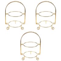 2X Cake Stand Double-Layer Arch-Shaped Golden Fruit Dessert Rack Wedding Birthday Party Decoration Cupcake Stand Gold