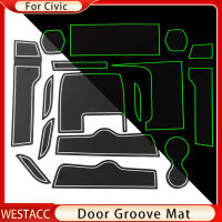 15ชิ้นเซ็ตประตู Groove MAT สำหรับ Honda Civic 10th 10th 2016 2017 2018 2019 2020 RHD Non-SLIP ประตู SLOT CUP MAT Cushion