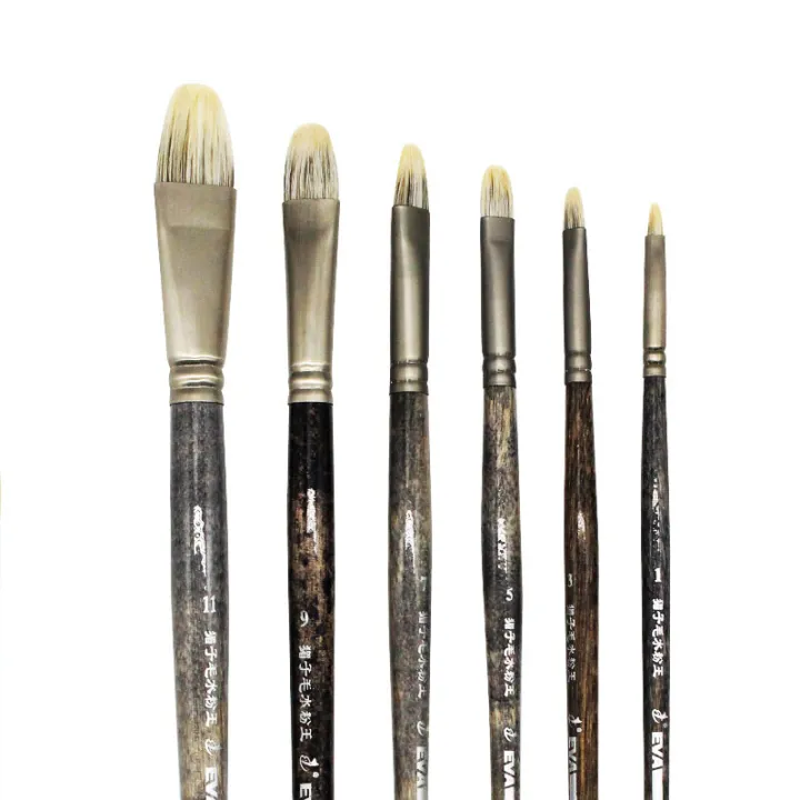 6 pcs Set Watercolor Painting Mongoose Hair brush Wood grain birch